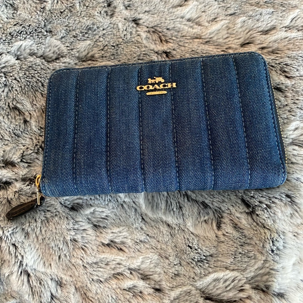Coach Denim Medium Zip Around Wallet